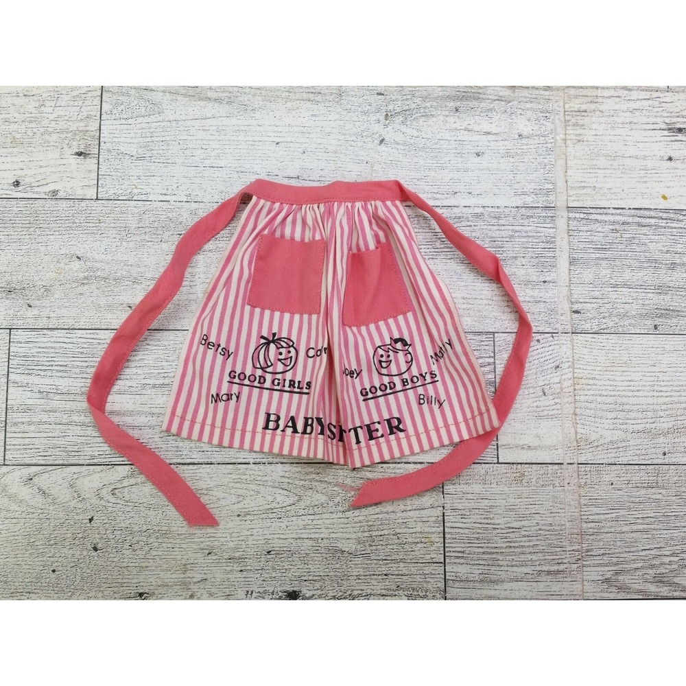 Vintage Barbie Doll Apron # 953  Baby Sitter Good Girls Good Boys Pink Striped